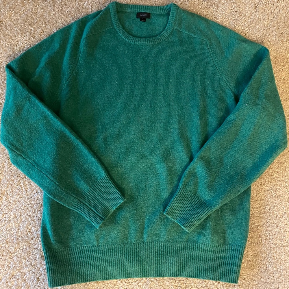 Large Green J-Crew wool sweater- like new!